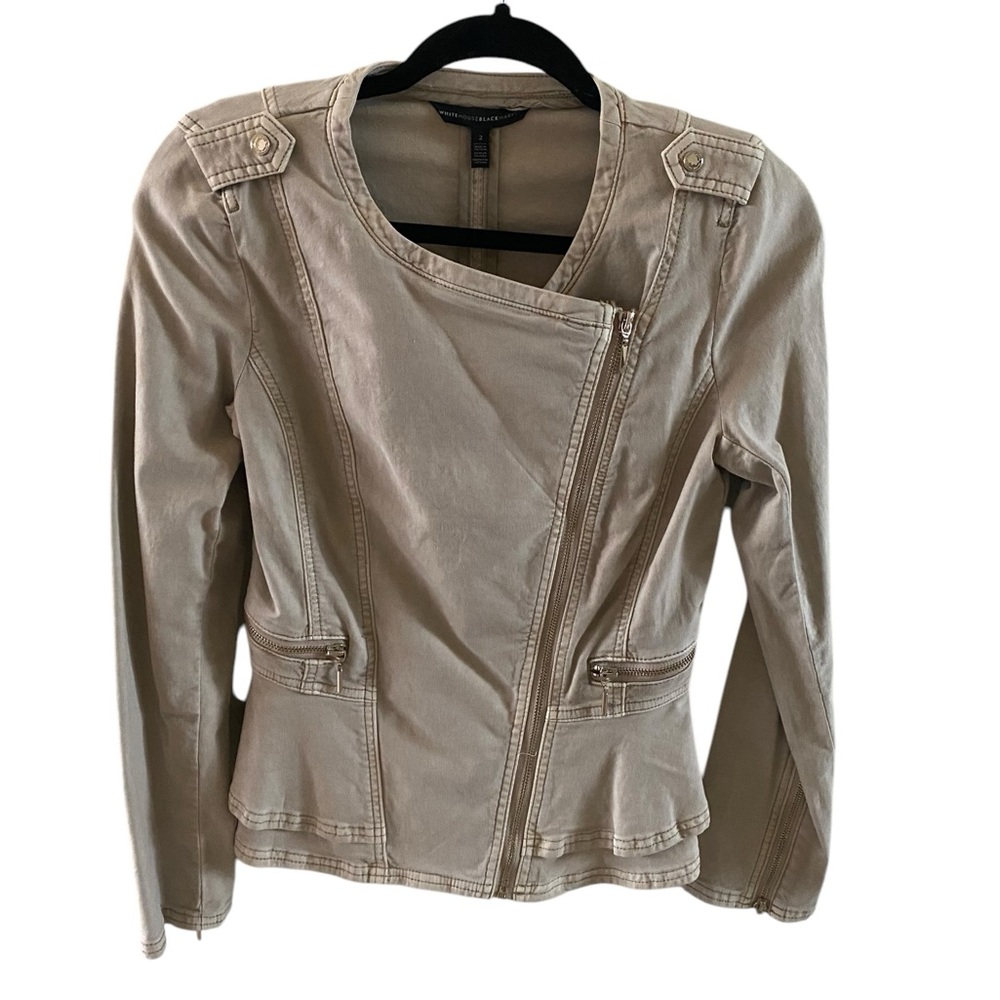 Women's White House Black Market Beige Asymmetrical Jacket